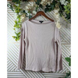 J. Crew Women's Ribbed Wide Neckline Long Sleeve Pink Size Medium